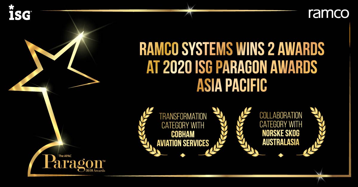 Ramco Systems wins Two awards at the 2020 ISG Paragon Awards Asia Pacific